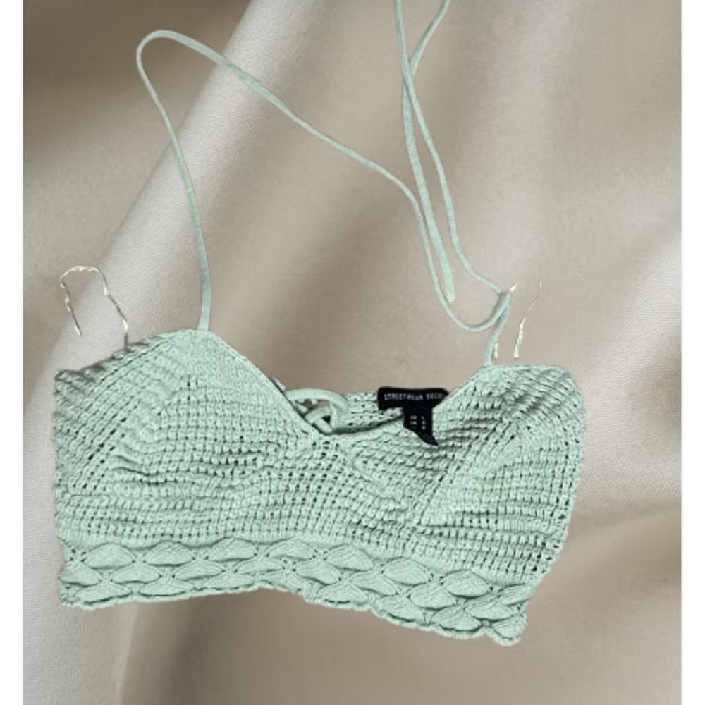 Streetwear Society Crochet Tank Top in Mint